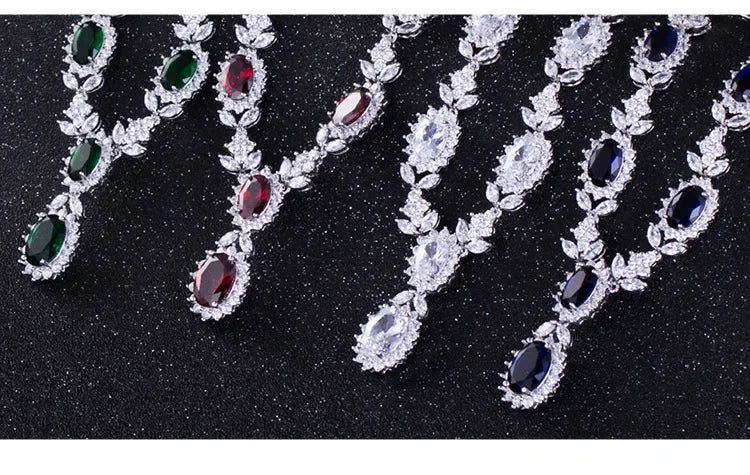 Elegant Chinese Style Bride Zirconia Jewelry Set Necklace Earrings Headpiece by Liangya Lirun Suitable for Weddings
