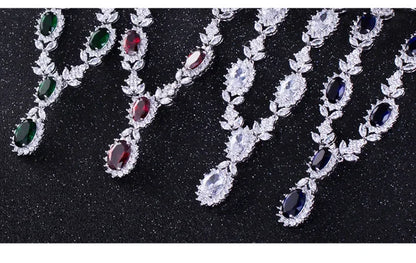 Elegant Chinese Style Bride Zirconia Jewelry Set Necklace Earrings Headpiece by Liangya Lirun Suitable for Weddings