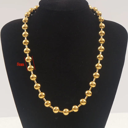 3/6/8mm Ball Bead Necklaces Stainless Steel For Women Gold/Silver Color Metal Big Bead Chain Choker Men Jewelry Accessories