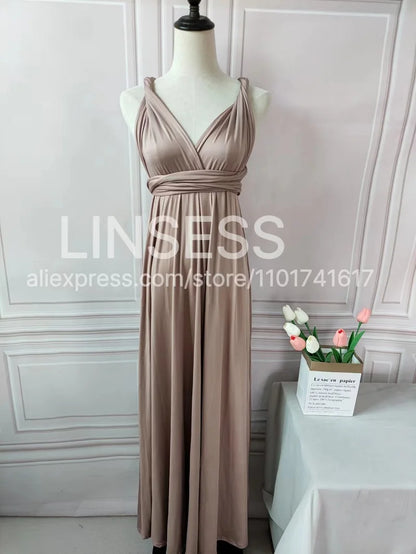 Multiway Bridesmaid Dress Infinity Outfit Floor Length Maxi Wrap Convertible Dresses Wedding Dress Multi-way Rust Dress