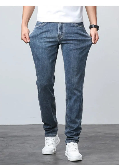 2024 New in Tall Men Jeans Strtch Denim Pants Trouser Male Extra Long Length Slim Thin Y2k Young People 110 115cm 190cm 195cm