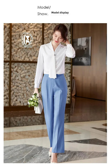 Women's Summer Professional White Shirt Short Sleeves Hotel Front Desk Workwear Korean Style OL Business Shirt White Collar Work