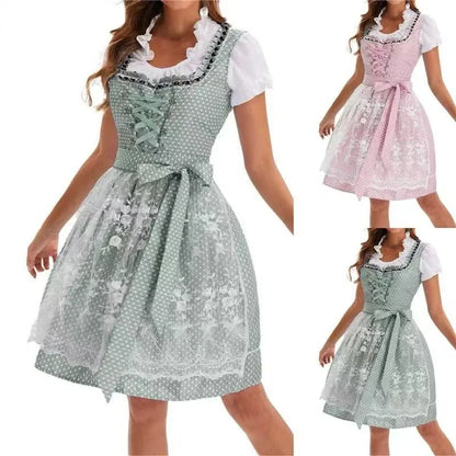 Halloween Fancy Dress Women's Oktoberfest Costumes German Bavarian Dirndl Dresses