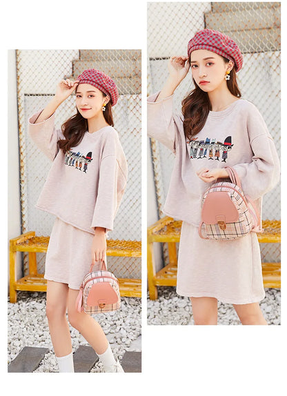 Fashionable Korean Style Small Backpack Hot Sale Of The Season Checkered Crossbody Bag Single Shoulder Phone Bag PU Material...