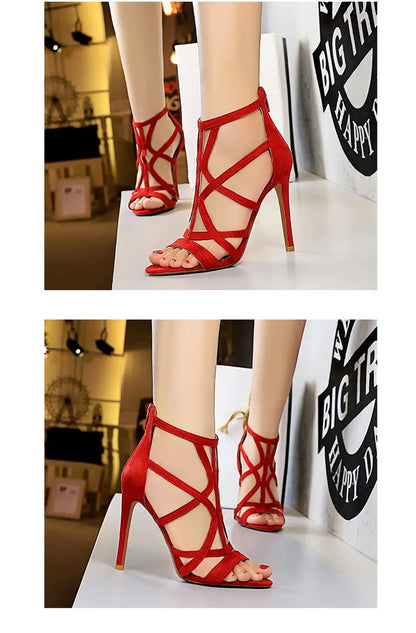 BIGTREE Shoes Roman Style High Heels Woman Pumps Stiletto Heels 11 Cm Women Heels Sexy Party Shoes Hollow Out Women Sandals 2026