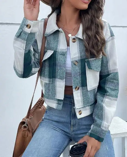 Women's Coat 2025 Autumn & Winter Female Daily Clothing Plaid New Fashion Casual Cardigan Retro Lapel Jacket Jacket for Women