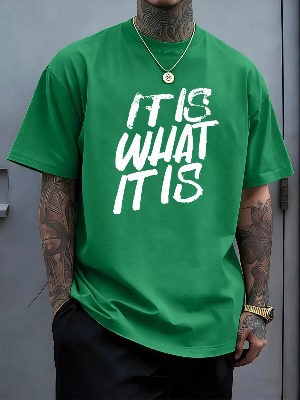 It Is What It Is Art Letter Prints Cotton T-Shirts Mens Summer Soft Oversize T Shirt O-Neck Short Sleeve Tops Basic Male Clothes