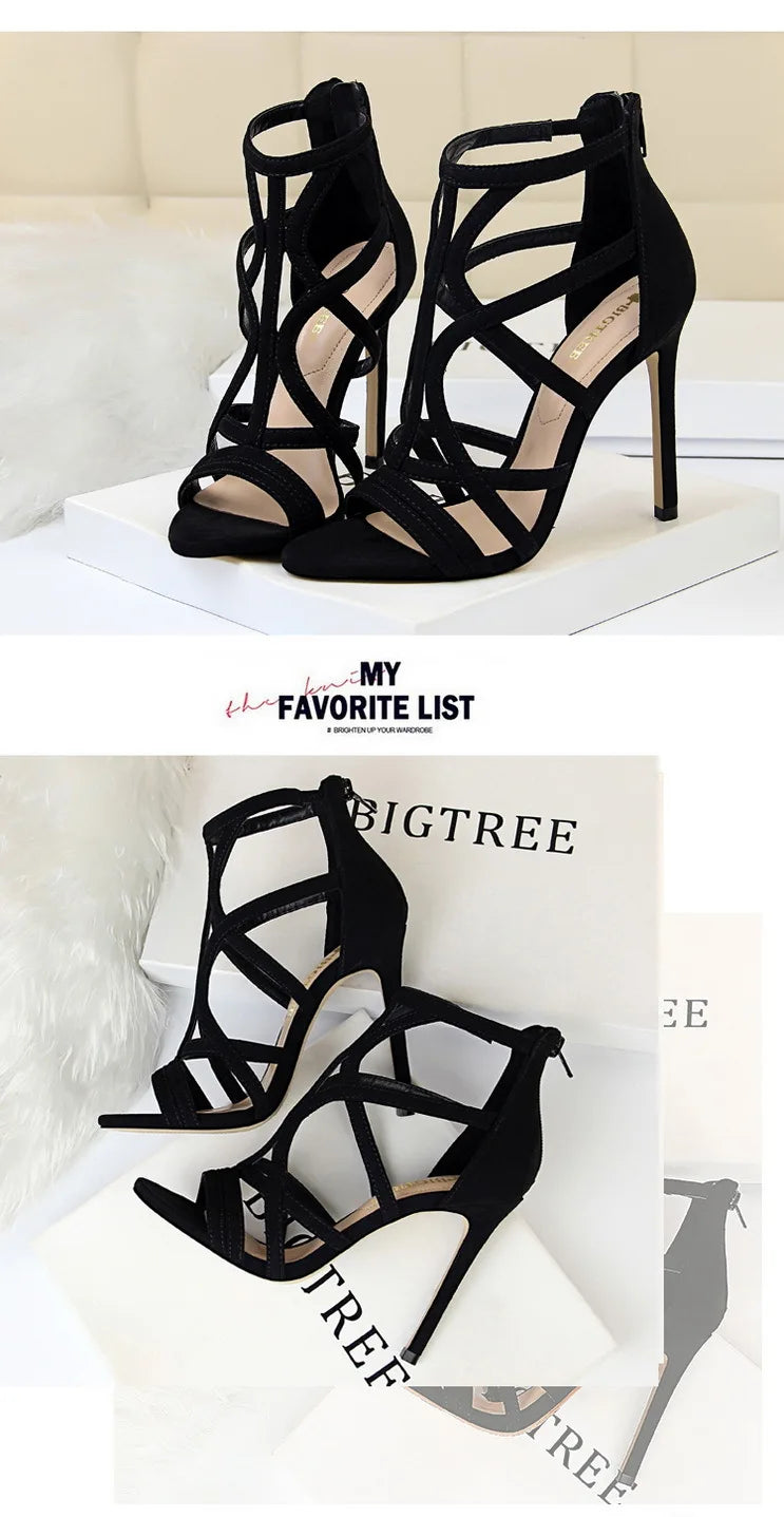 BIGTREE Shoes Roman Style High Heels Woman Pumps Stiletto Heels 11 Cm Women Heels Sexy Party Shoes Hollow Out Women Sandals 2026
