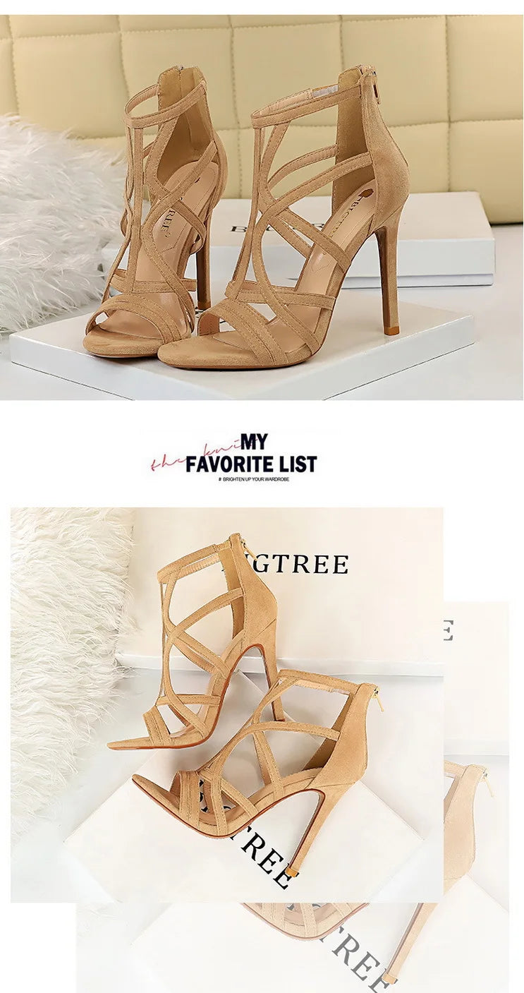 BIGTREE Shoes Roman Style High Heels Woman Pumps Stiletto Heels 11 Cm Women Heels Sexy Party Shoes Hollow Out Women Sandals 2026