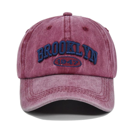 Unisex Washed Cotton Vintage Caps Letter Embroidery Baseball Cap Men And Women Summer Outdoor Soft Top Sports Snapback Bone Hats