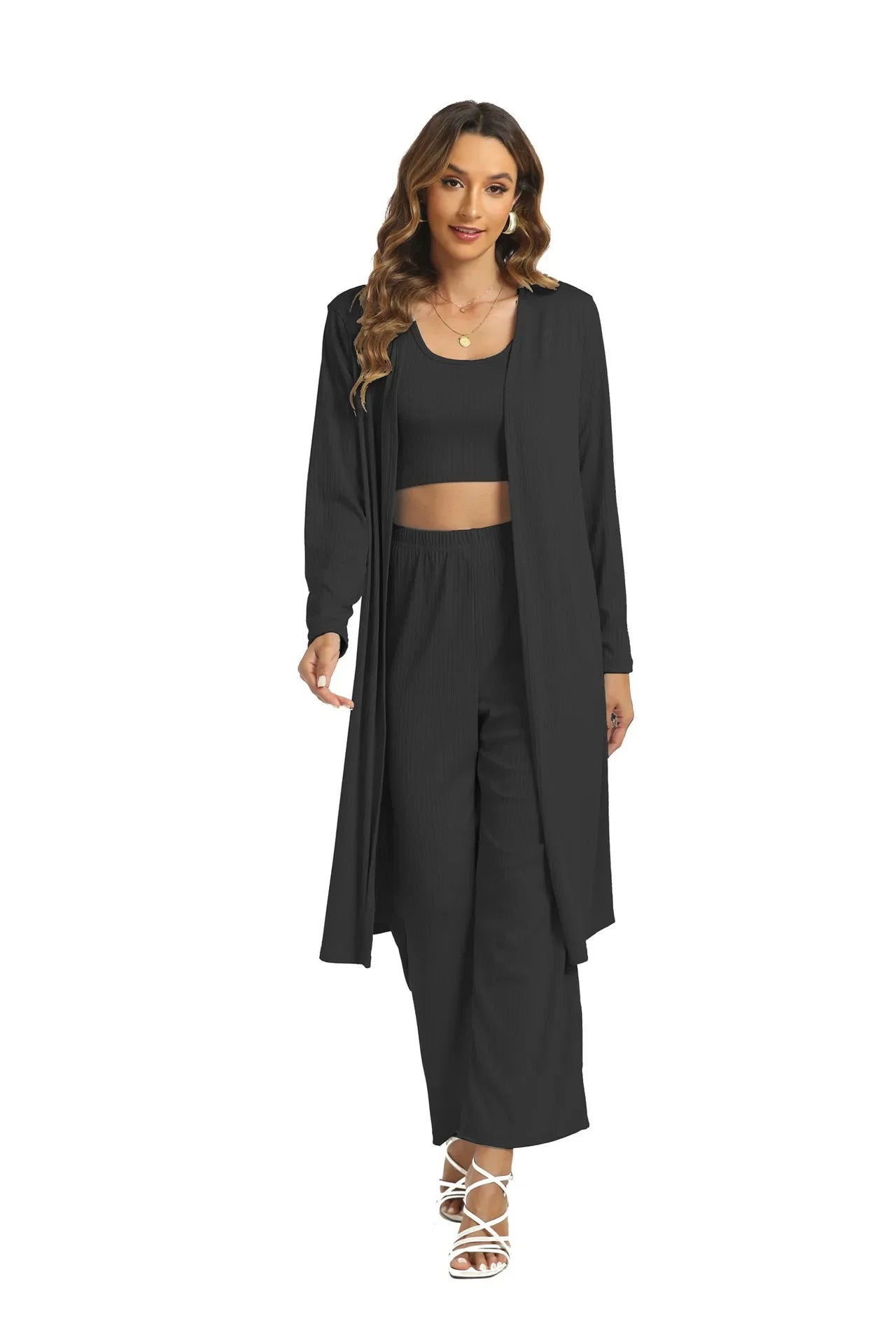 Middle East Muslim Women's Three-Piece Set Tank Top Loose plus Size Sexy Long Pants Gown for Muslim Women's Fashion