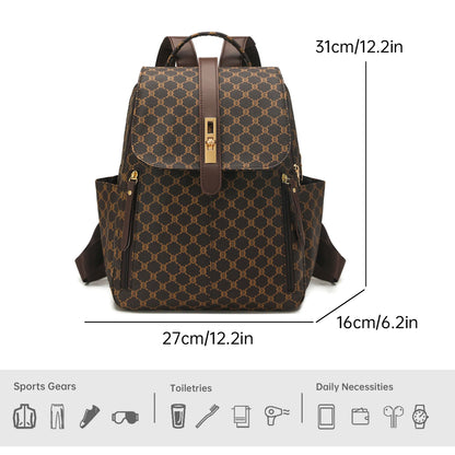 Patterned Backpack for Women 2026 New Travel Backpack Large Capacity Retro Casual Mom's Daily Commute to Work