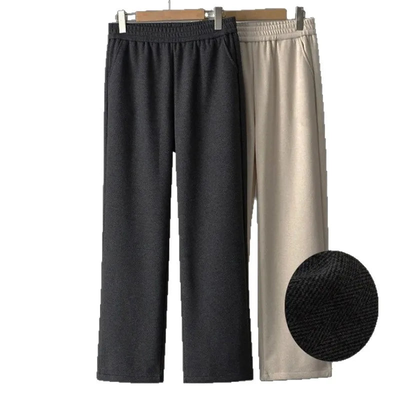 High Waist Straight Leg Pants plus Size Loose Fit Autumn Winter Korean Style Slimming Casual Trousers for Middle-Aged And Eld...