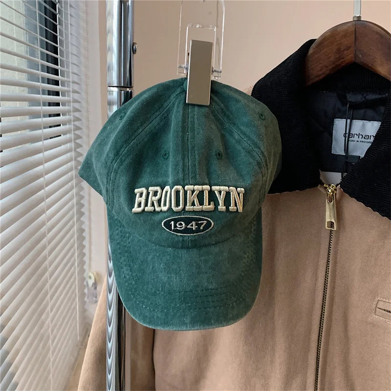 Unisex Washed Cotton Vintage Caps Letter Embroidery Baseball Cap Men And Women Summer Outdoor Soft Top Sports Snapback Bone Hats