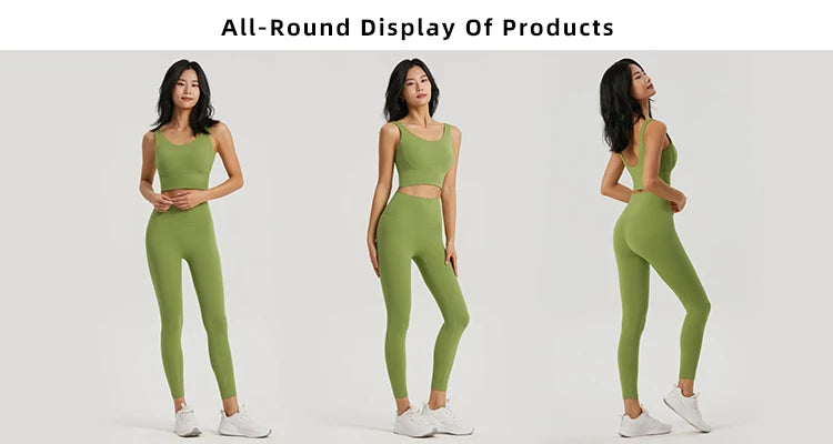 Seamless Yoga Set Women Gym Clothing Sports Bra Semi-Fixed Cups Workout Tops Anti Rolling Yoga Leggings with Pocket Tights