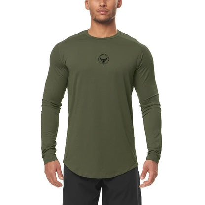 Mens Gym Mesh Quick-drying Clothing Cool Fitness Casual Clothing Fitness Comfortable Fashion Long Sleeve Slim Sporting Tshirt