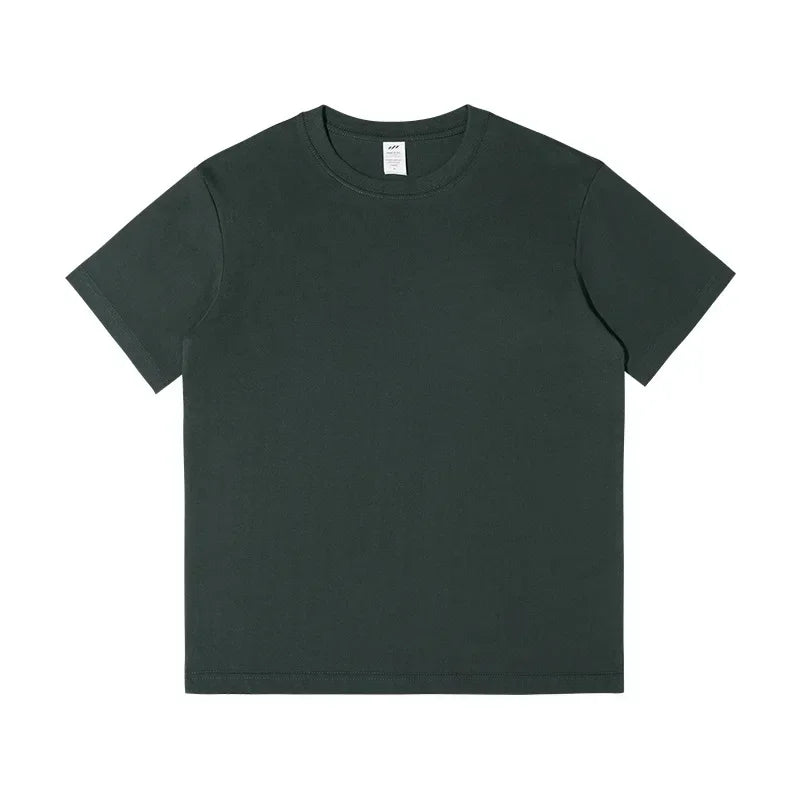 Men's 230g Heavy Cotton Short-sleeved T-shirt Men Pure Cotton Loose Solid Color Bottoming Shirt Trendy Man T-shirt Tops Clothes