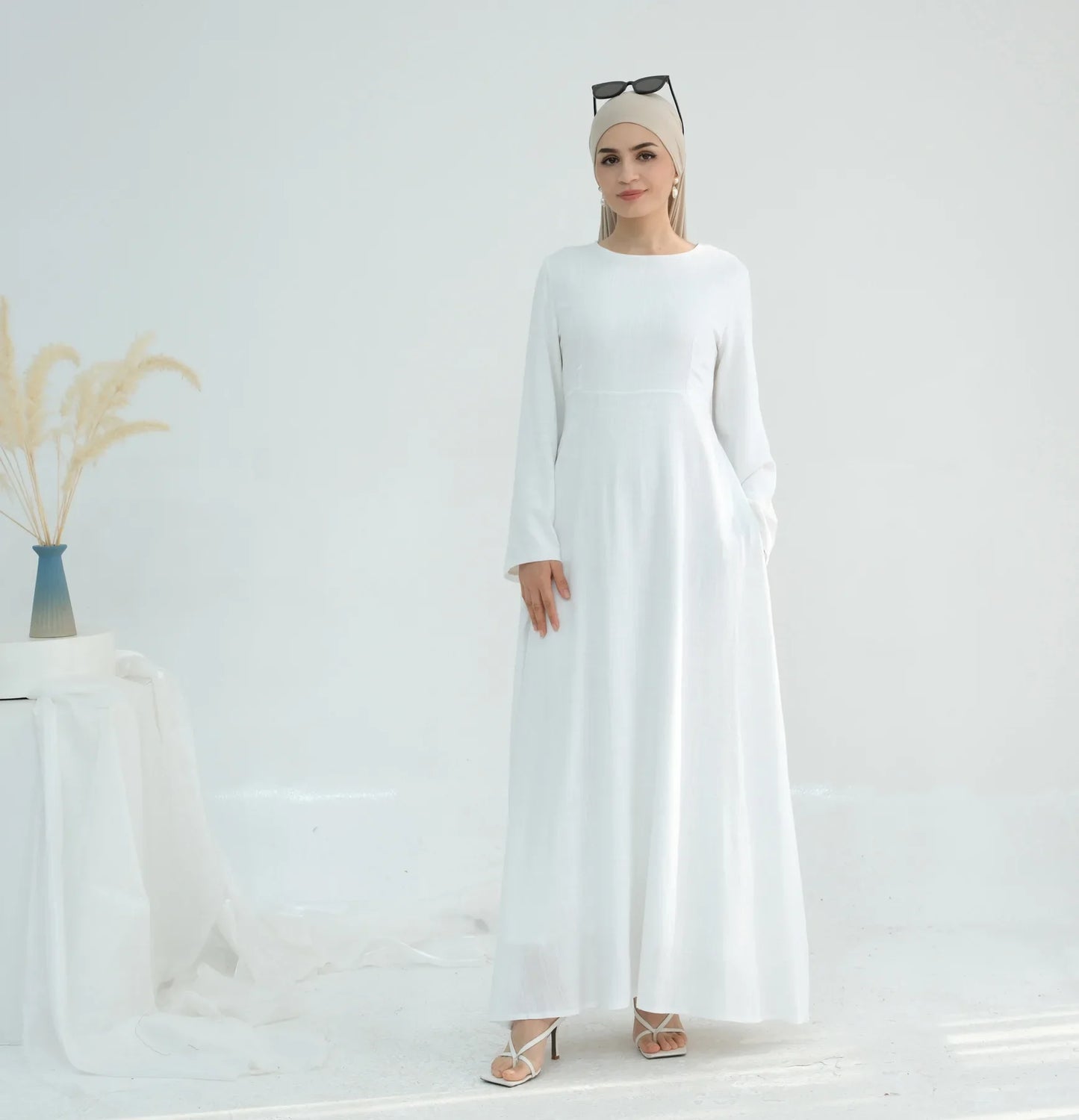 Women Cotton Linen Dresses Eid Muslim Vestidos Abaya Lace Up Ramadan Morocco Dubai Abayas Jalabiya Kaftan 2025 Arab Long Robe