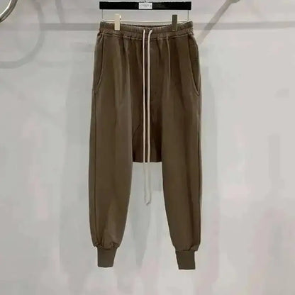 HKSH Men's Tide Classic Thicken Pure Cotton Fleece Harem Pants Suspension Sports Casual Trousers Dark Chic Grey RO Style HK1394
