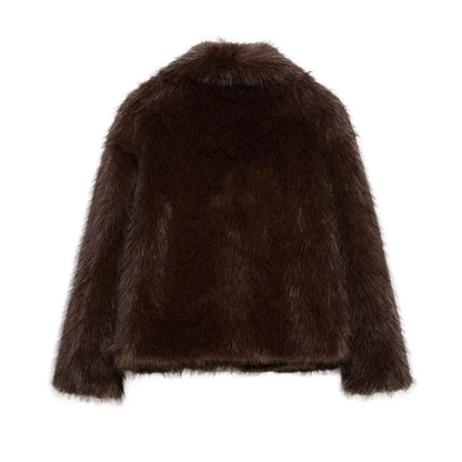 MUJER Faux Fur Coat Plush Fluffy Women's Jacket 2025 Woman Autumn Winter New in Outerwears White Red Gray Black Blends Coats