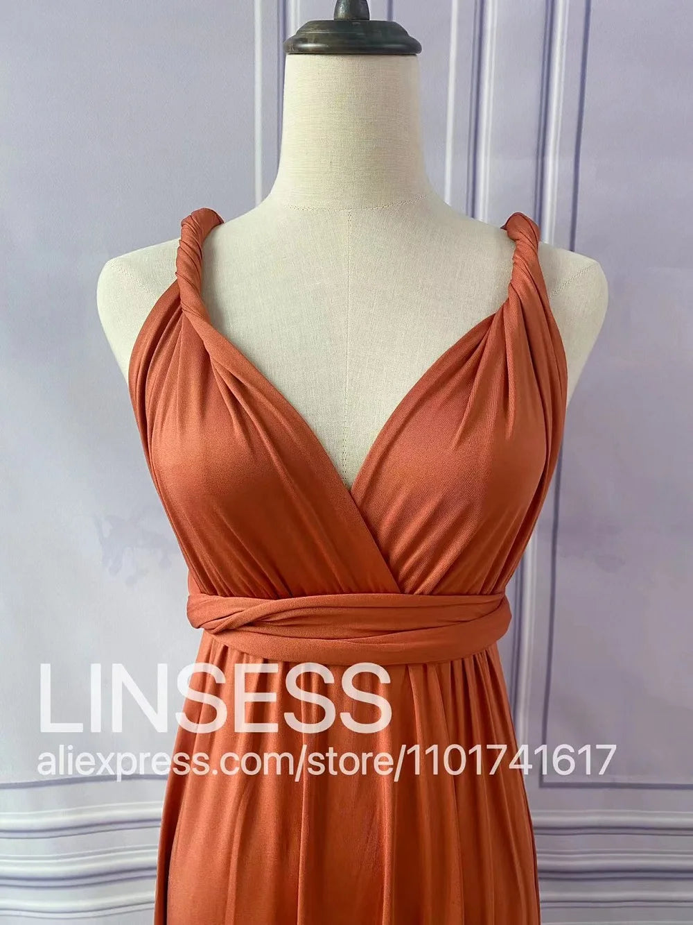 Multiway Bridesmaid Dress Infinity Outfit Floor Length Maxi Wrap Convertible Dresses Wedding Dress Multi-way Rust Dress