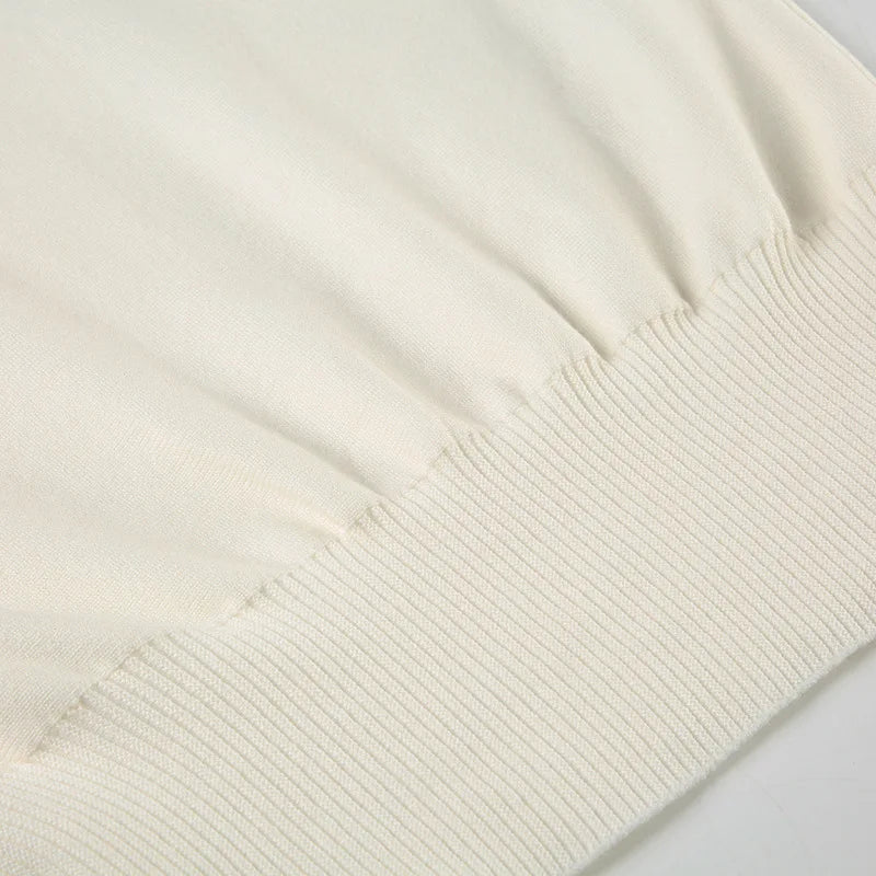 One Shoulder Beige Knitted Sweater Women's Pull Waist One-Shoulder Sweatshirt Jumper Pulls Spring Clothes 2026 Pullover Y2K New