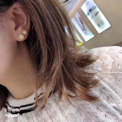 Huitan Classic Women's Stud Earrings Gold Color/Silver Color Crystal Cubic Zirconia Exquisite Female Earrings Versatile Jewelry