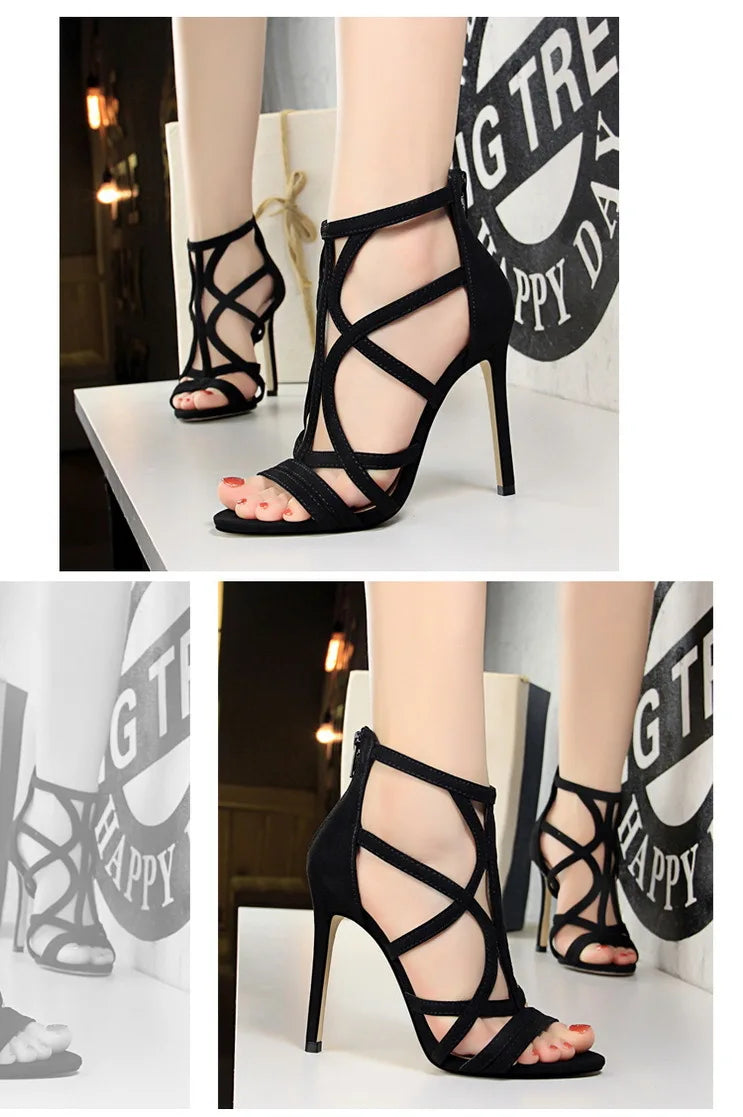 BIGTREE Shoes Roman Style High Heels Woman Pumps Stiletto Heels 11 Cm Women Heels Sexy Party Shoes Hollow Out Women Sandals 2026