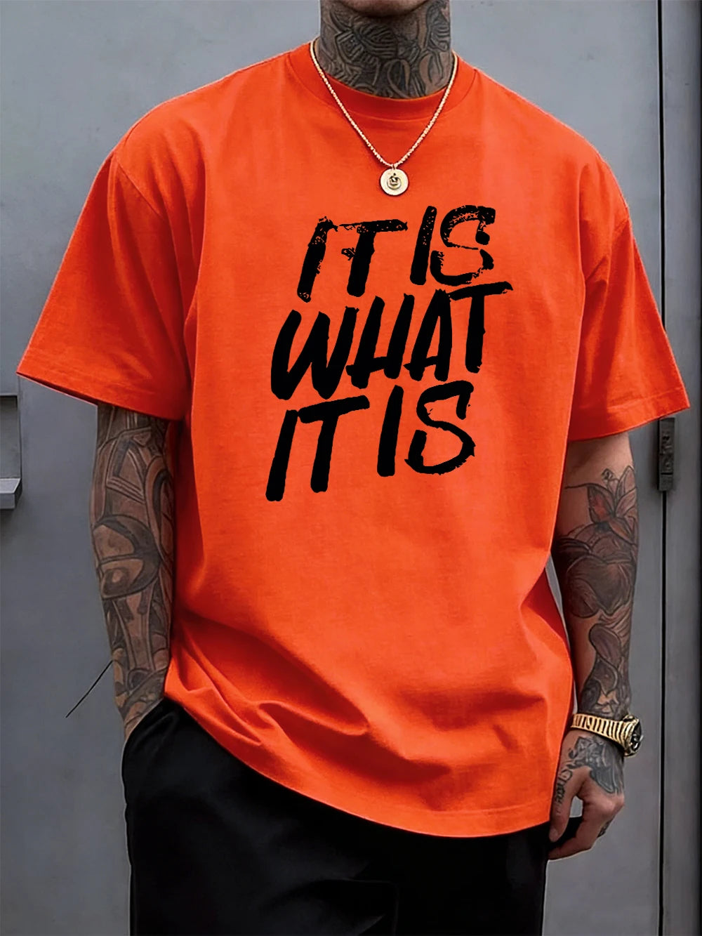 It Is What It Is Art Letter Prints Cotton T-Shirts Mens Summer Soft Oversize T Shirt O-Neck Short Sleeve Tops Basic Male Clothes