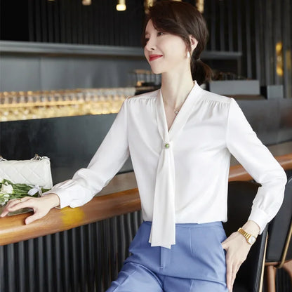 Women's Summer Professional White Shirt Short Sleeves Hotel Front Desk Workwear Korean Style OL Business Shirt White Collar Work