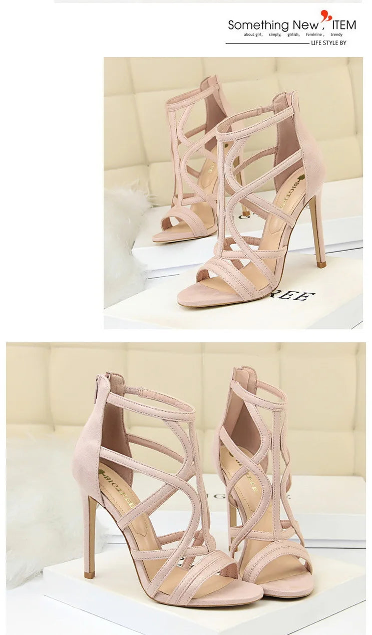 BIGTREE Shoes Roman Style High Heels Woman Pumps Stiletto Heels 11 Cm Women Heels Sexy Party Shoes Hollow Out Women Sandals 2026
