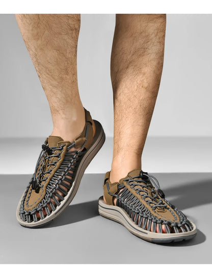 Summer Men Sandals Genuine Leather Mens Casual Shoes Outdoor Men Leather Sandals for Men Beach Shoes Roman mens Shoes