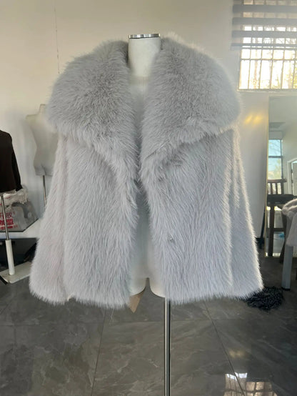 Women's Faux Fur Jacket Loose Long-Sleeved Coat Toca Fox Design Autumn/Winter 2025 Collection