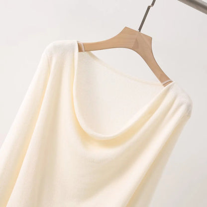 Casual Knitted Sweater Women's Slim Fit Fashionable Early Autumn Wind Neckline Y733203 Street Style Thin Long Sleeve Pure Color