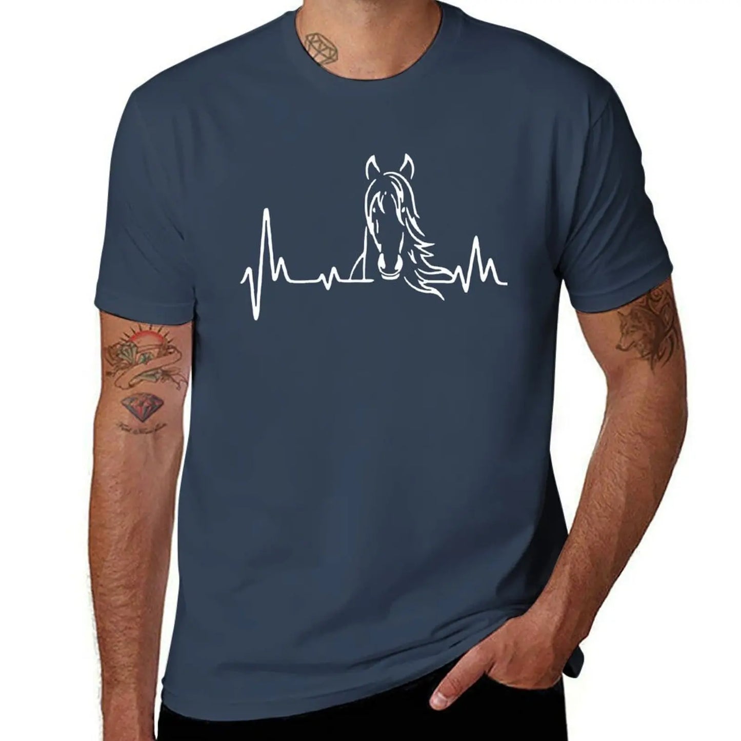 Horse Heartbeat T-Shirt Work Duty Casual T-Shirt