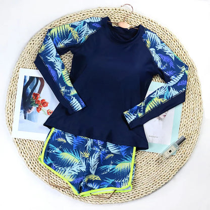 2025 Surfing Women's Swimsuit RashGuard Bikinis Long Sleeve Swimwear Female Print Summer Bathing Suit 2-piece Sports Biquini