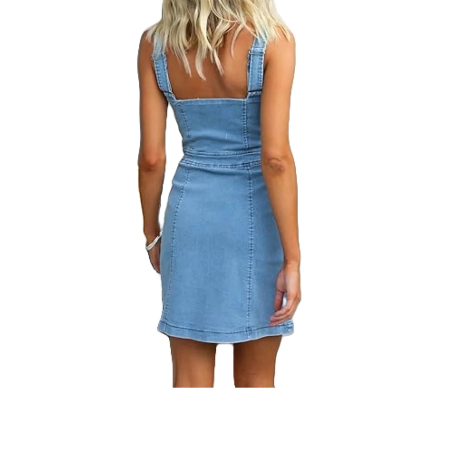 New Arrivals Fashion 2024 Spring Summer New Women's Clothing Solid Color Casual Slim Sleeveless Denim Dress