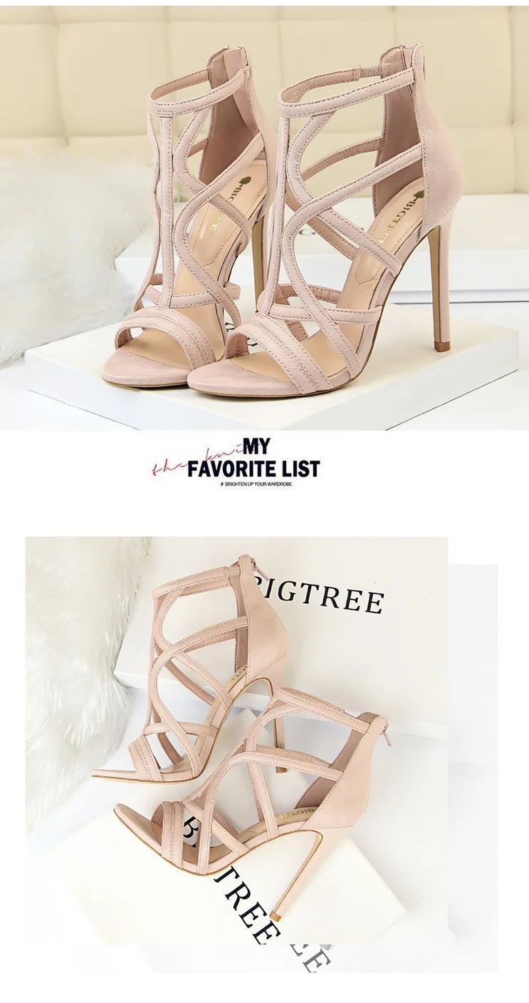 BIGTREE Shoes Roman Style High Heels Woman Pumps Stiletto Heels 11 Cm Women Heels Sexy Party Shoes Hollow Out Women Sandals 2026