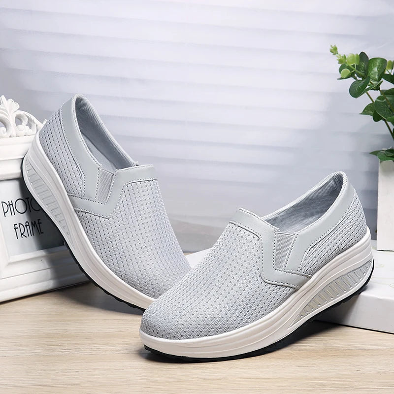 Womens Shoes 2026 Summer Swing Casual Air Mesh Breathable Wedges Sport Femme Platform Shoes Zapatos Sneakers Women