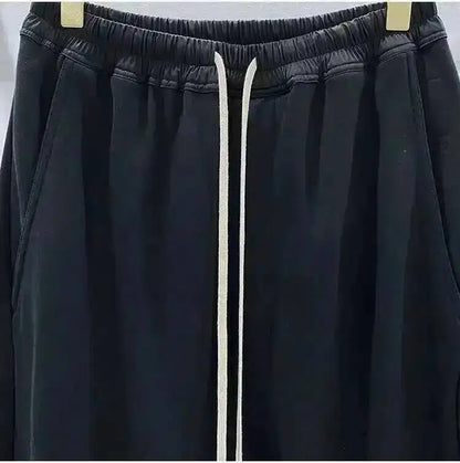 HKSH Men's Tide Classic Thicken Pure Cotton Fleece Harem Pants Suspension Sports Casual Trousers Dark Chic Grey RO Style HK1394