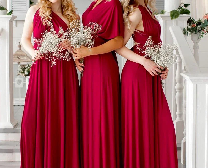 Multiway Bridesmaid Dress Infinity Outfit Floor Length Maxi Wrap Convertible Dresses Wedding Dress Multi-way Rust Dress