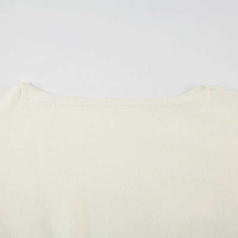 One Shoulder Beige Knitted Sweater Women's Pull Waist One-Shoulder Sweatshirt Jumper Pulls Spring Clothes 2026 Pullover Y2K New