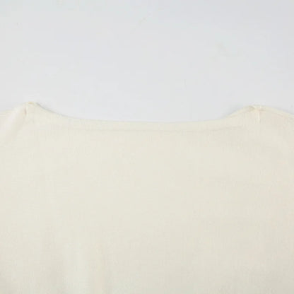 One Shoulder Beige Knitted Sweater Women's Pull Waist One-Shoulder Sweatshirt Jumper Pulls Spring Clothes 2026 Pullover Y2K New
