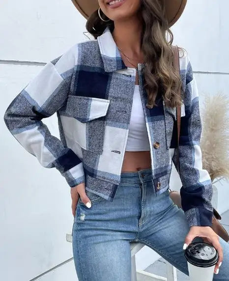 Women's Coat 2025 Autumn & Winter Female Daily Clothing Plaid New Fashion Casual Cardigan Retro Lapel Jacket Jacket for Women