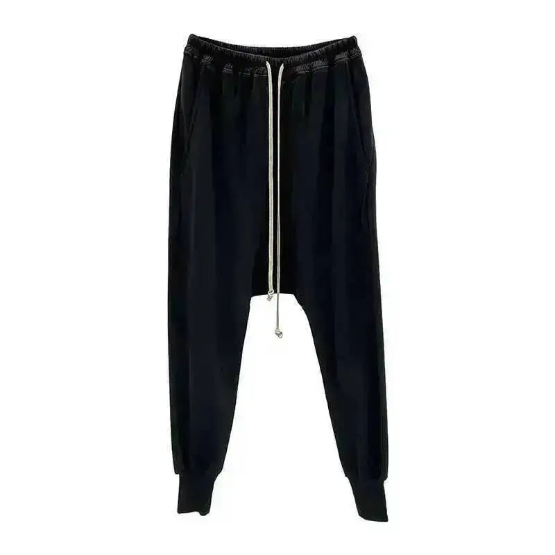 HKSH Men's Tide Classic Thicken Pure Cotton Fleece Harem Pants Suspension Sports Casual Trousers Dark Chic Grey RO Style HK1394