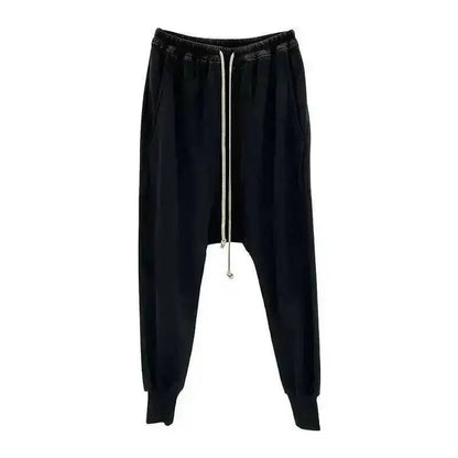HKSH Men's Tide Classic Thicken Pure Cotton Fleece Harem Pants Suspension Sports Casual Trousers Dark Chic Grey RO Style HK1394