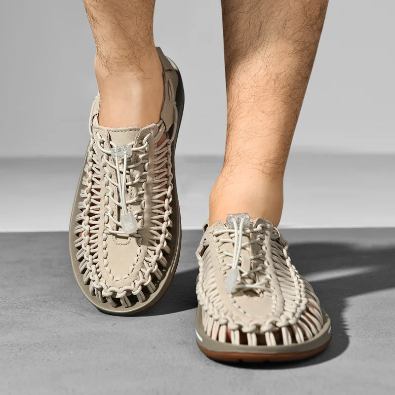 Summer Men Sandals Genuine Leather Mens Casual Shoes Outdoor Men Leather Sandals for Men Beach Shoes Roman mens Shoes