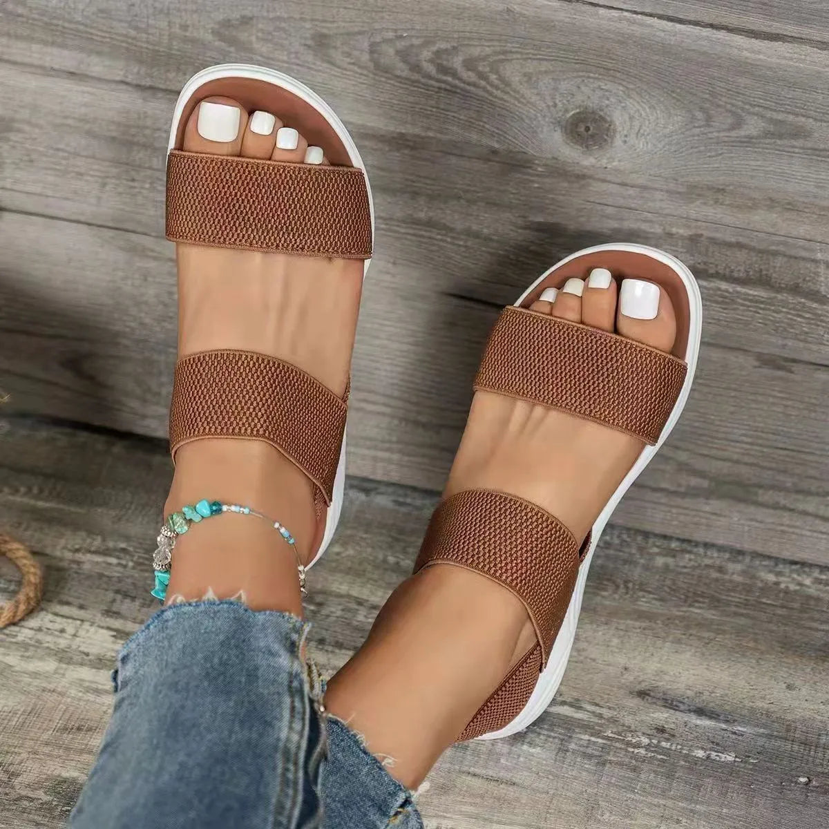 Women's Wedge Heel Platform Cozy Sandals Ladies Outdoor Beach Sandals Elastic Band Designer Shoes Sandals Women Summer