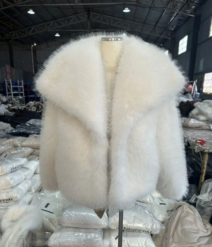 Women's Faux Fur Jacket Loose Long-Sleeved Coat Toca Fox Design Autumn/Winter 2025 Collection