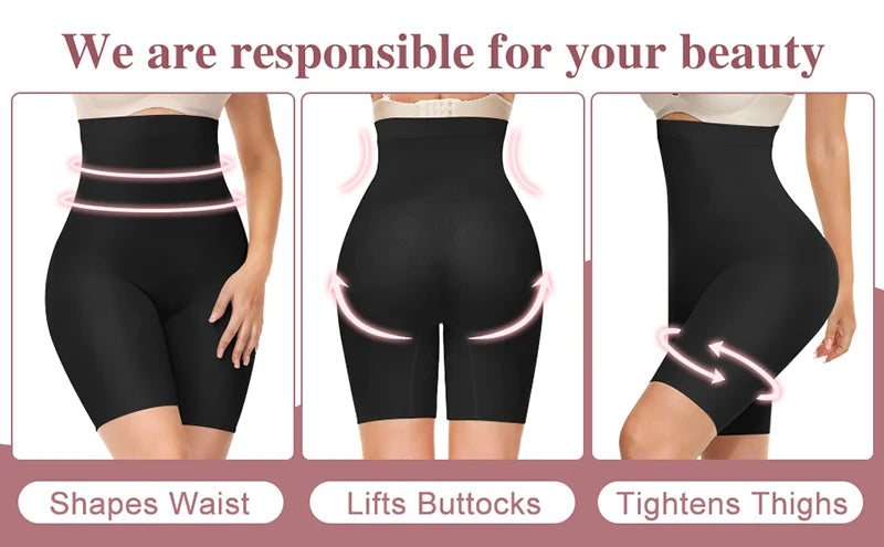 Womens Tummy Control Shapewear Shorts High Waisted Body Shaper Panties Slip Shorts Under Dresses Thigh Slimmer Waist Trainer